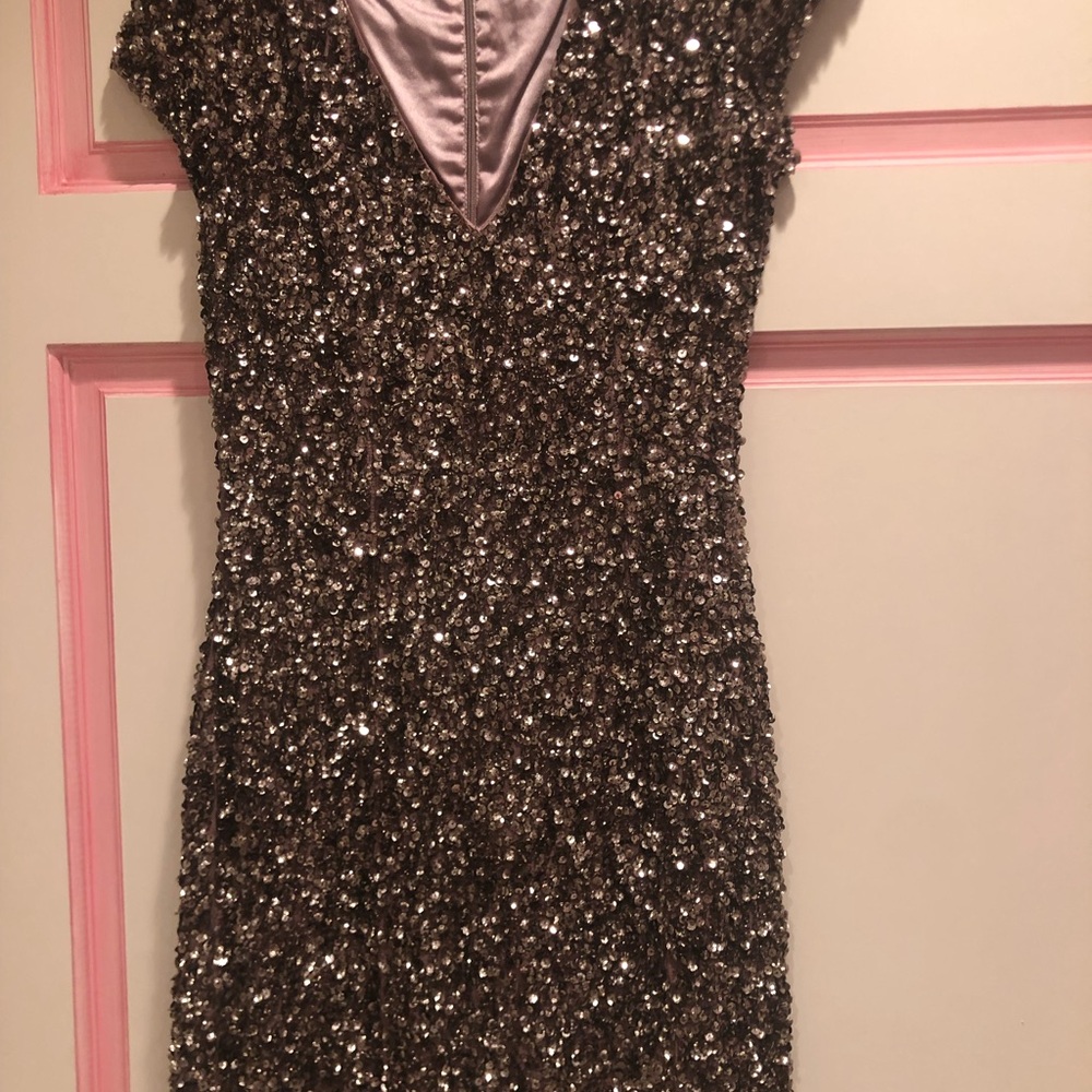 Parker Shimmering Sequin Top in Silver and Pink